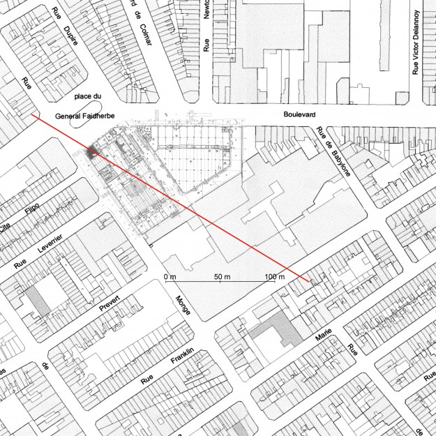 D’abord un geste : Tracer une ligne sur la carte de Roubaix.